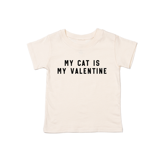 My Cat Is My Valentine (Black) - Kids Tee (Natural)