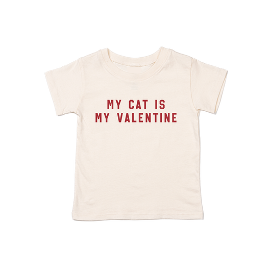 My Cat Is My Valentine (Red) - Kids Tee (Natural)