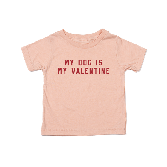 My Dog Is My Valentine (Red) - Kids Tee (Peach)