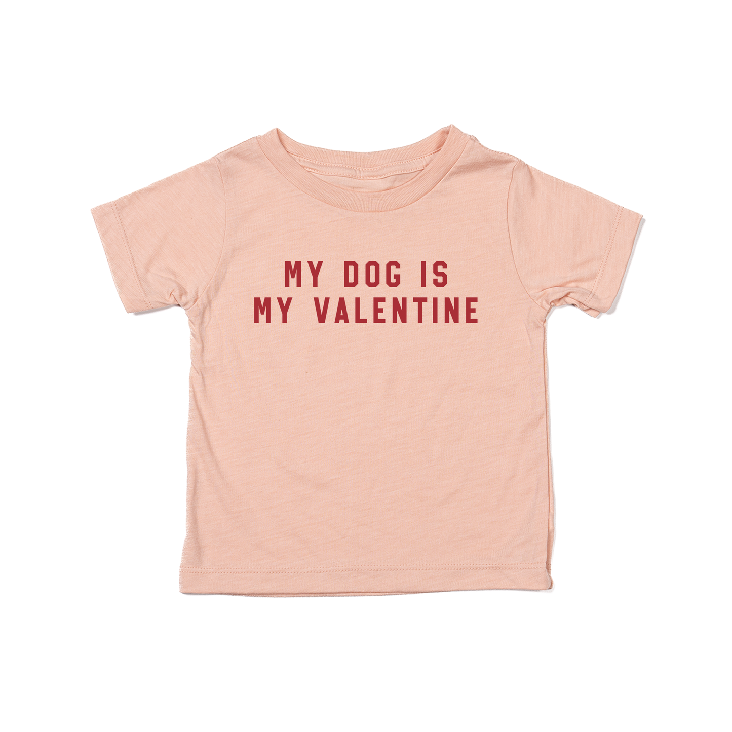 My Dog Is My Valentine (Red) - Kids Tee (Peach)
