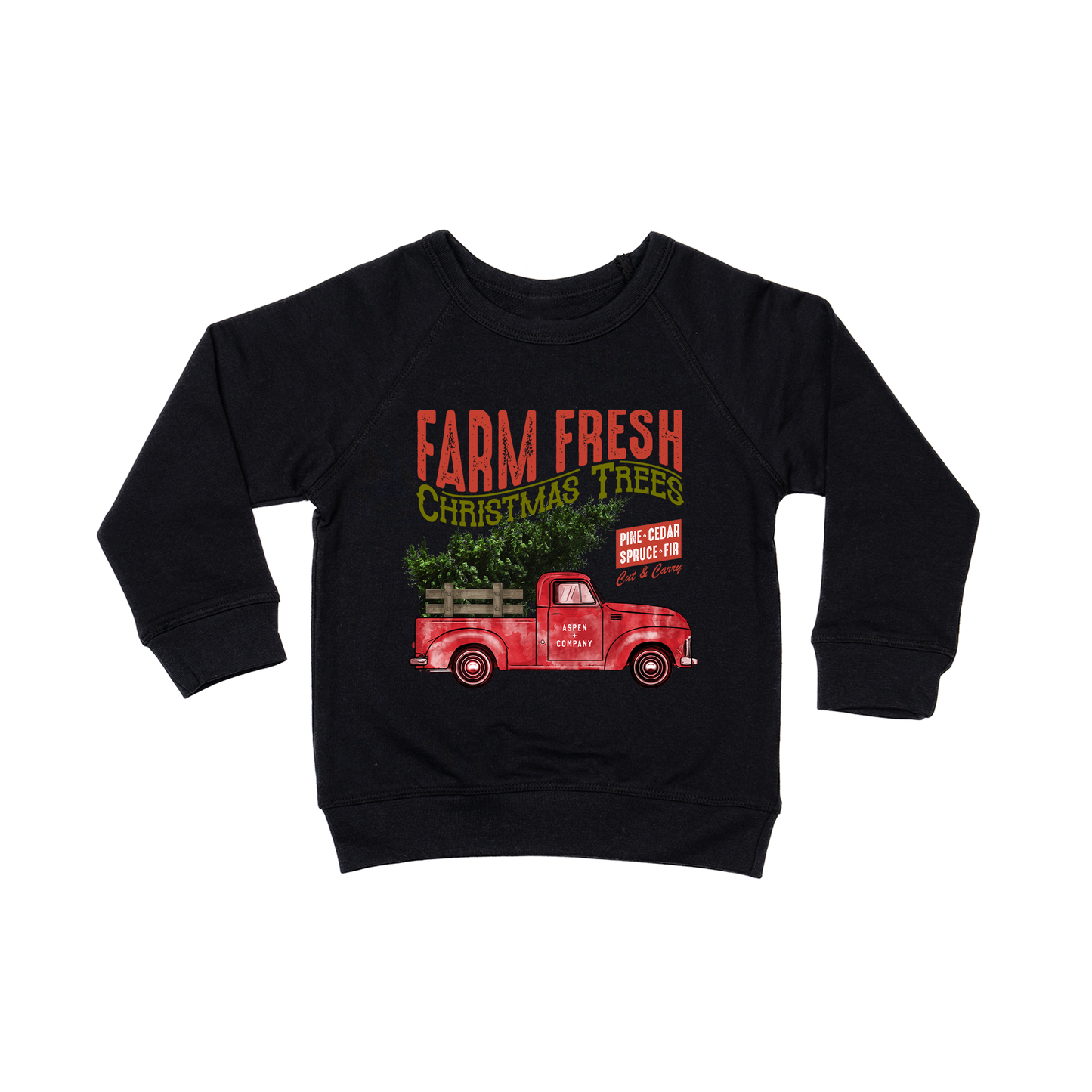 Vintage Farm Fresh Christmas Trees (Truck) - Kids Sweatshirt (Black)