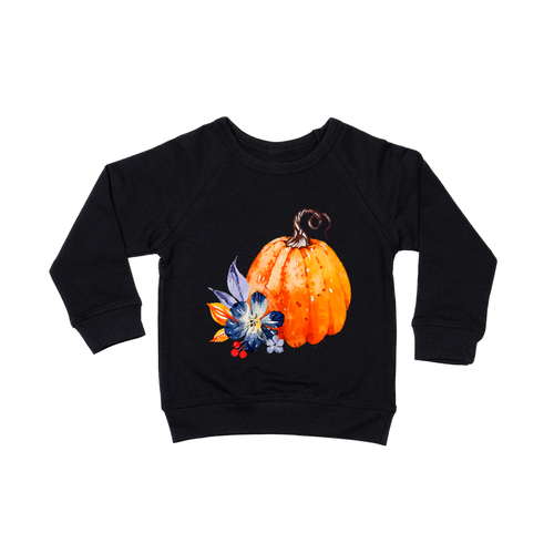 Watercolor Pumpkin - Kids Sweatshirt (Black)