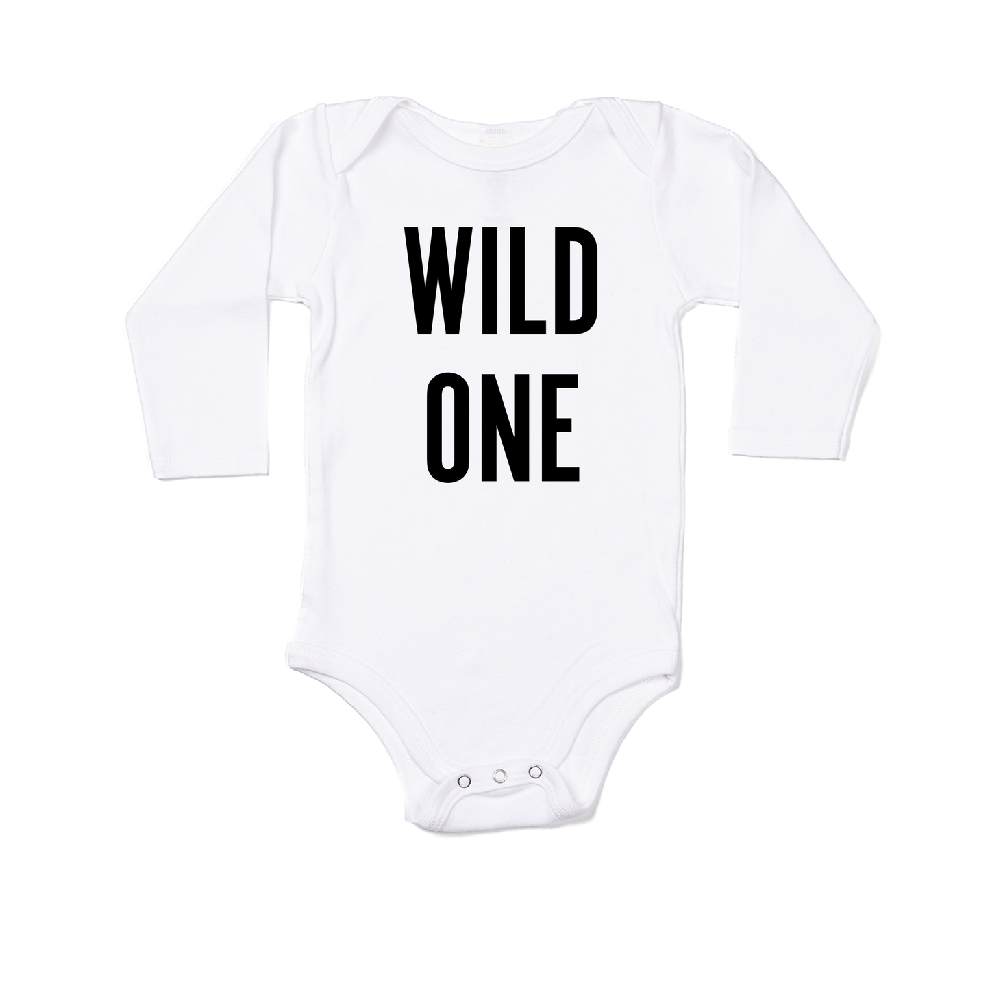 WILD ONE (Black) - Bodysuit (White, Long Sleeve)