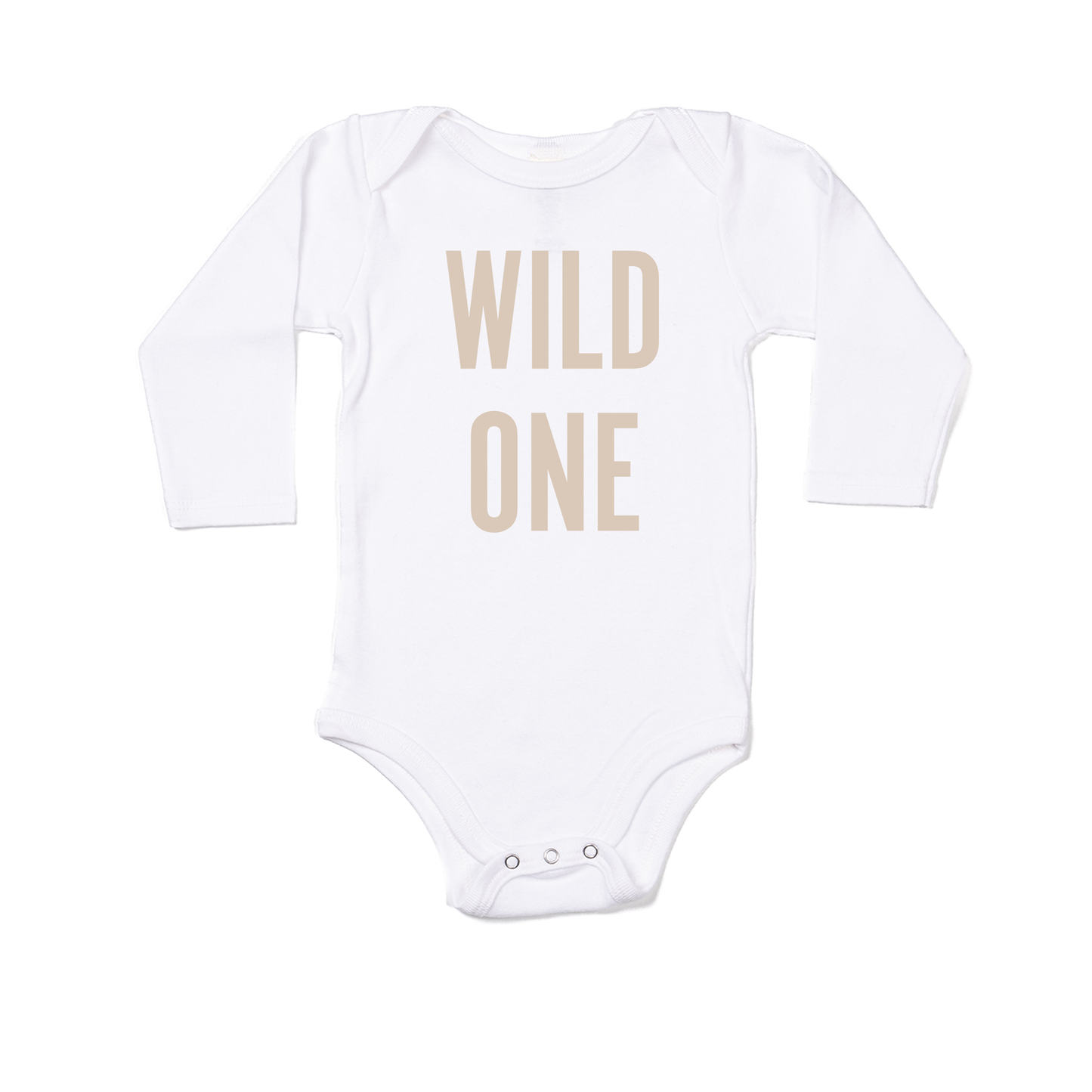 WILD ONE (Stone) - Bodysuit (White, Long Sleeve)