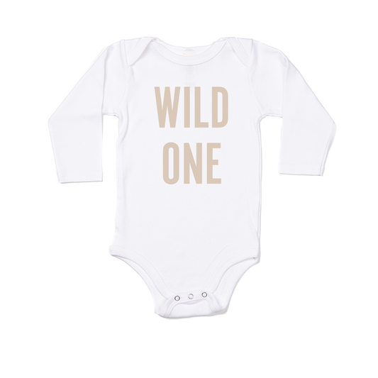 WILD ONE (Stone) - Bodysuit (White, Long Sleeve)