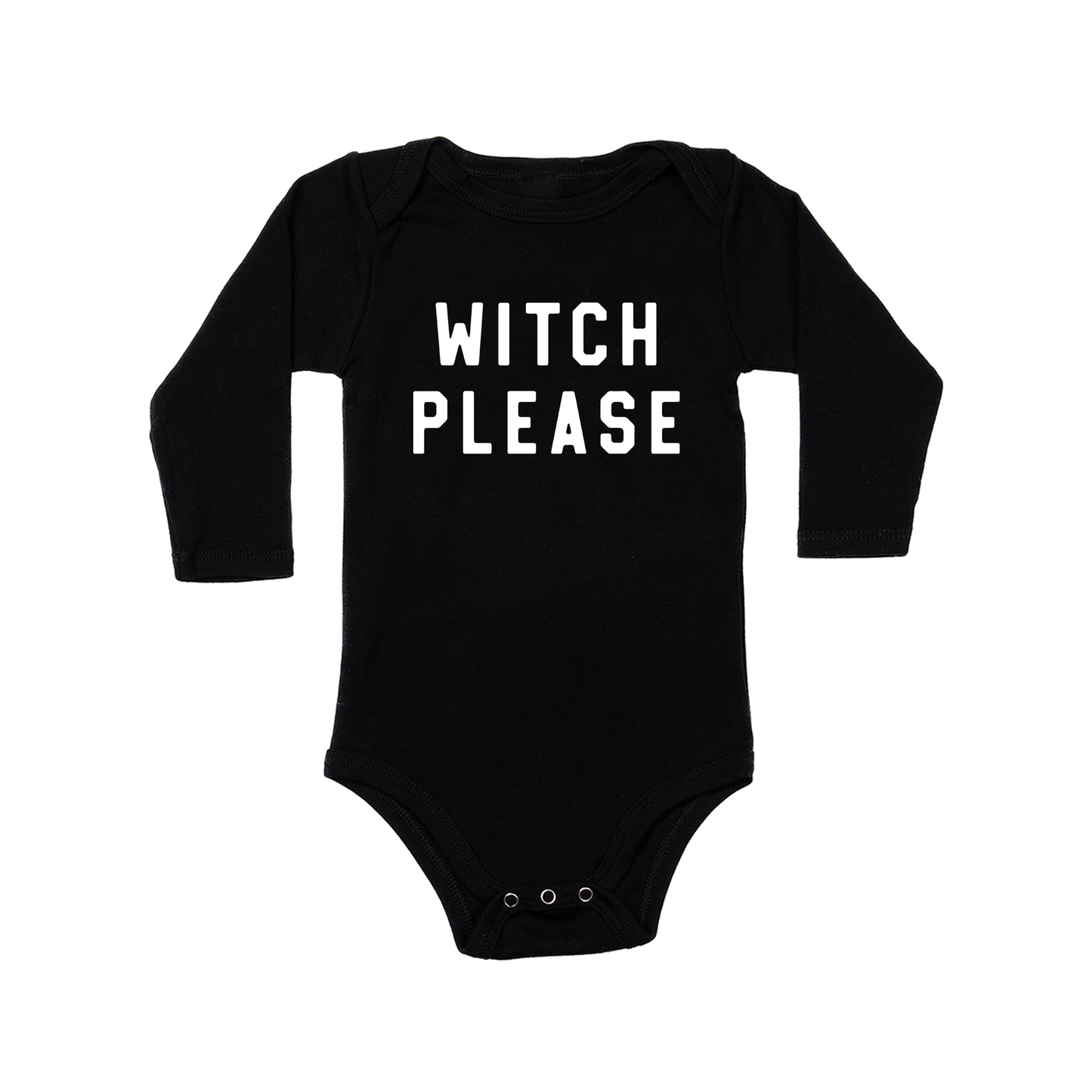 Witch Please (White) - Bodysuit (Black, Long Sleeve)