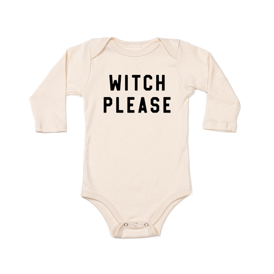 Witch Please (Black) - Bodysuit (Natural, Long Sleeve)