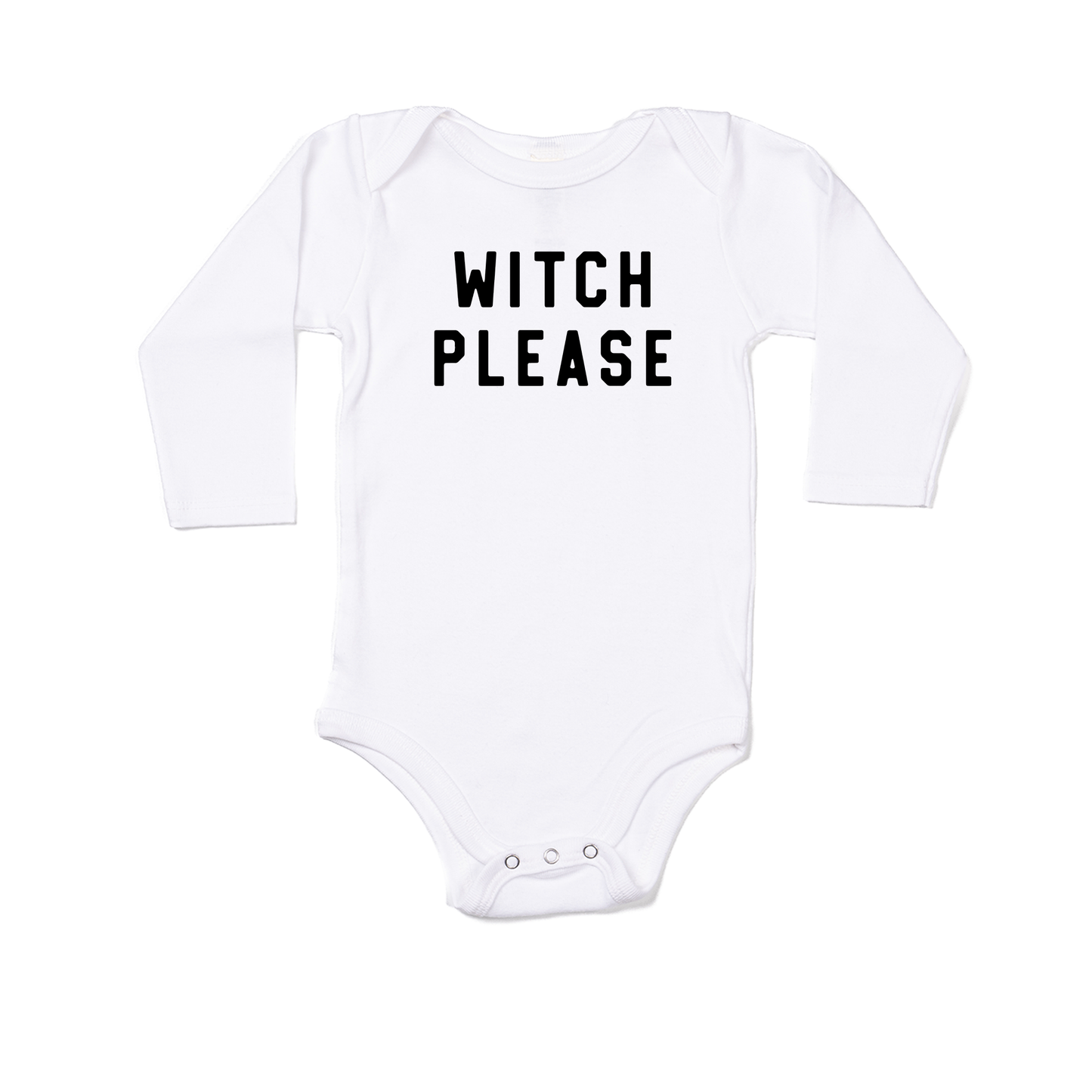 Witch Please (Black) - Bodysuit (White, Long Sleeve)