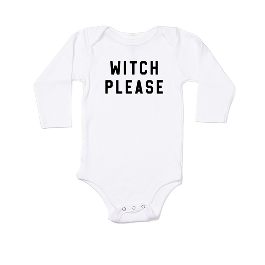 Witch Please (Black) - Bodysuit (White, Long Sleeve)