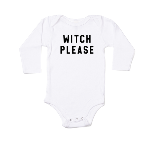 Witch Please (Black) - Bodysuit (White, Long Sleeve)