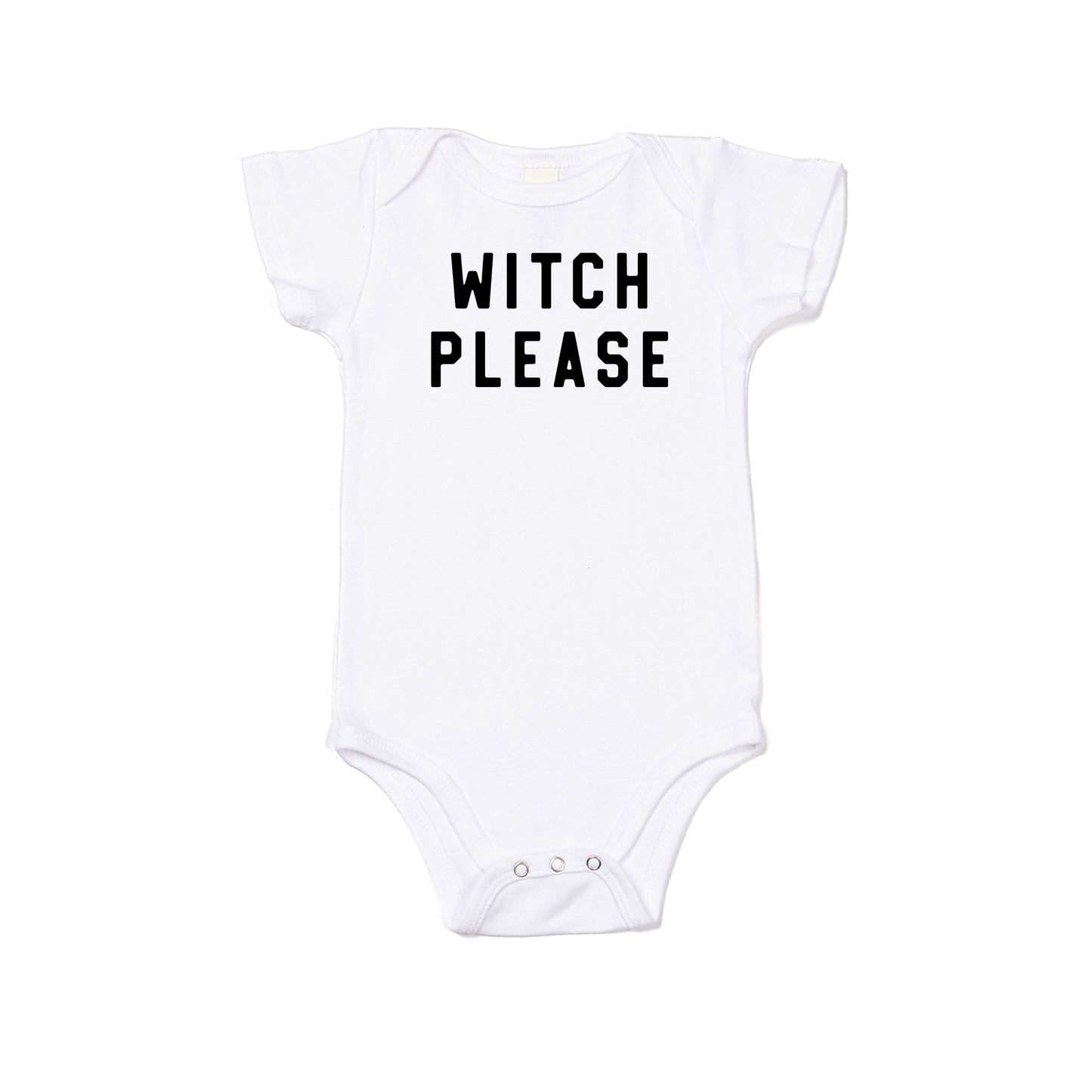 Witch Please (Black) - Bodysuit (White, Short Sleeve)
