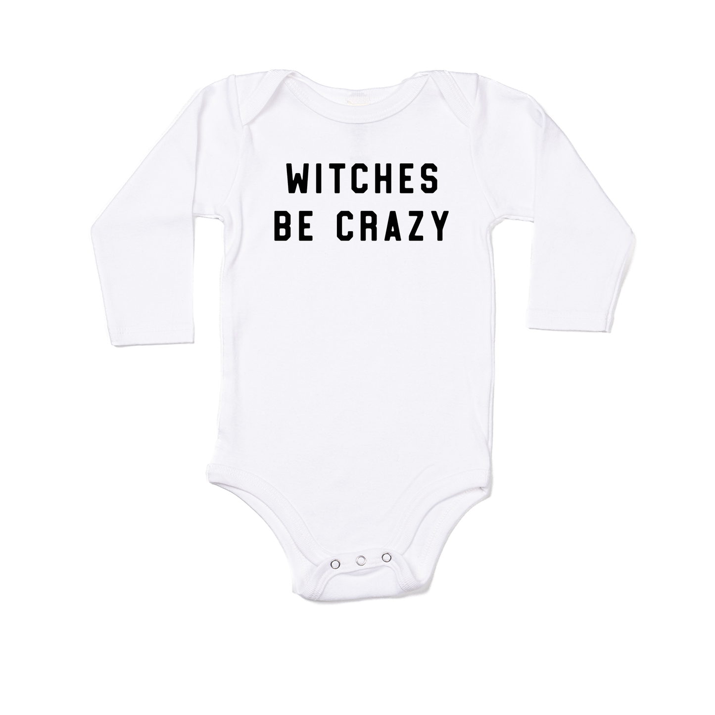 Witches Be Crazy (Black) - Bodysuit (White, Long Sleeve)