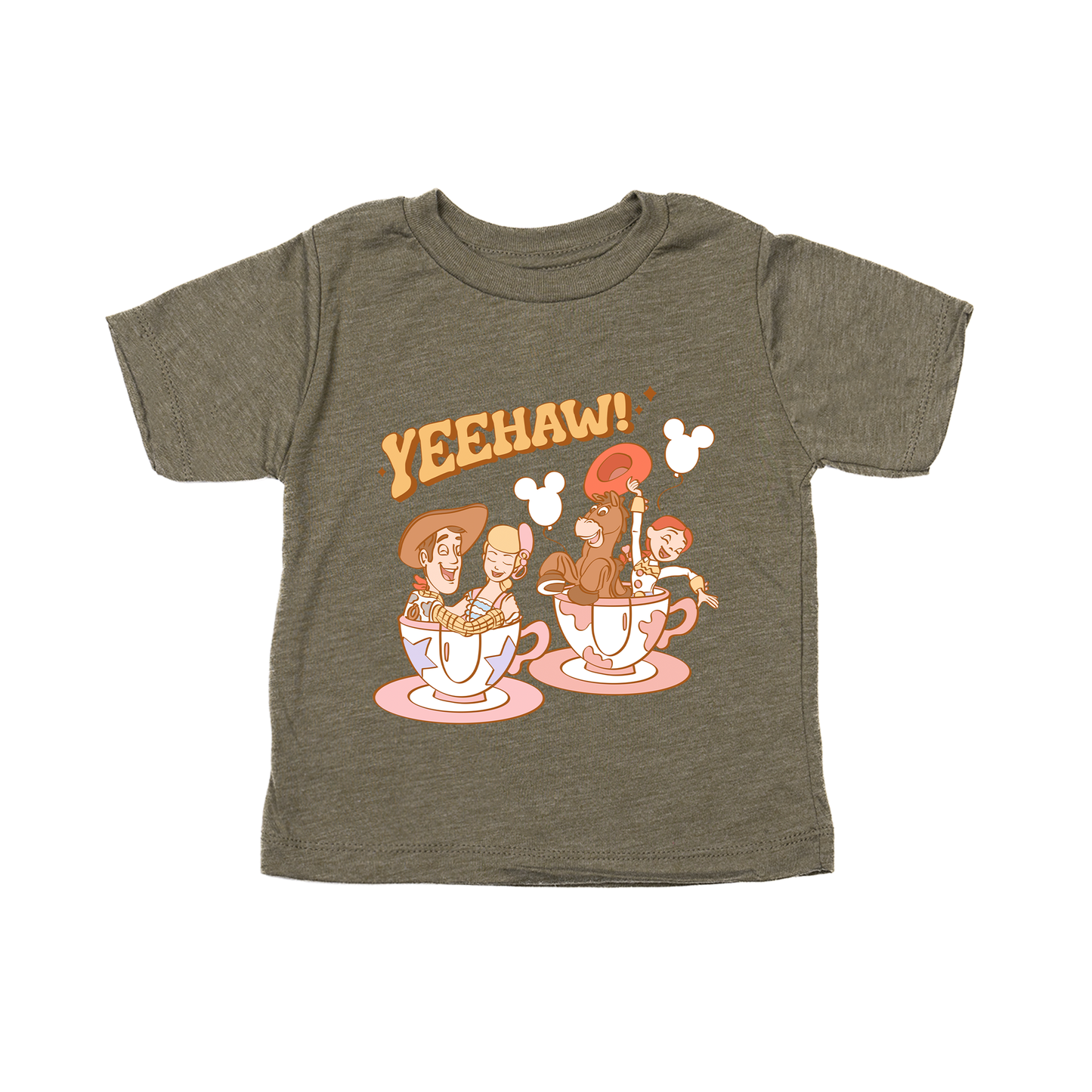 Yeehaw Teacups - Kids Tee (Olive)