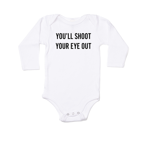You'll Shoot Your Eye Out (Black) - Bodysuit (White, Long Sleeve)