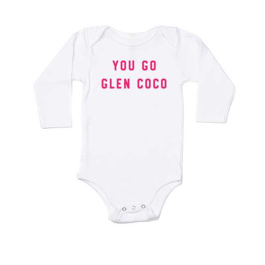 You Go Glen Coco (Hot Pink) - Bodysuit (White, Long Sleeve)