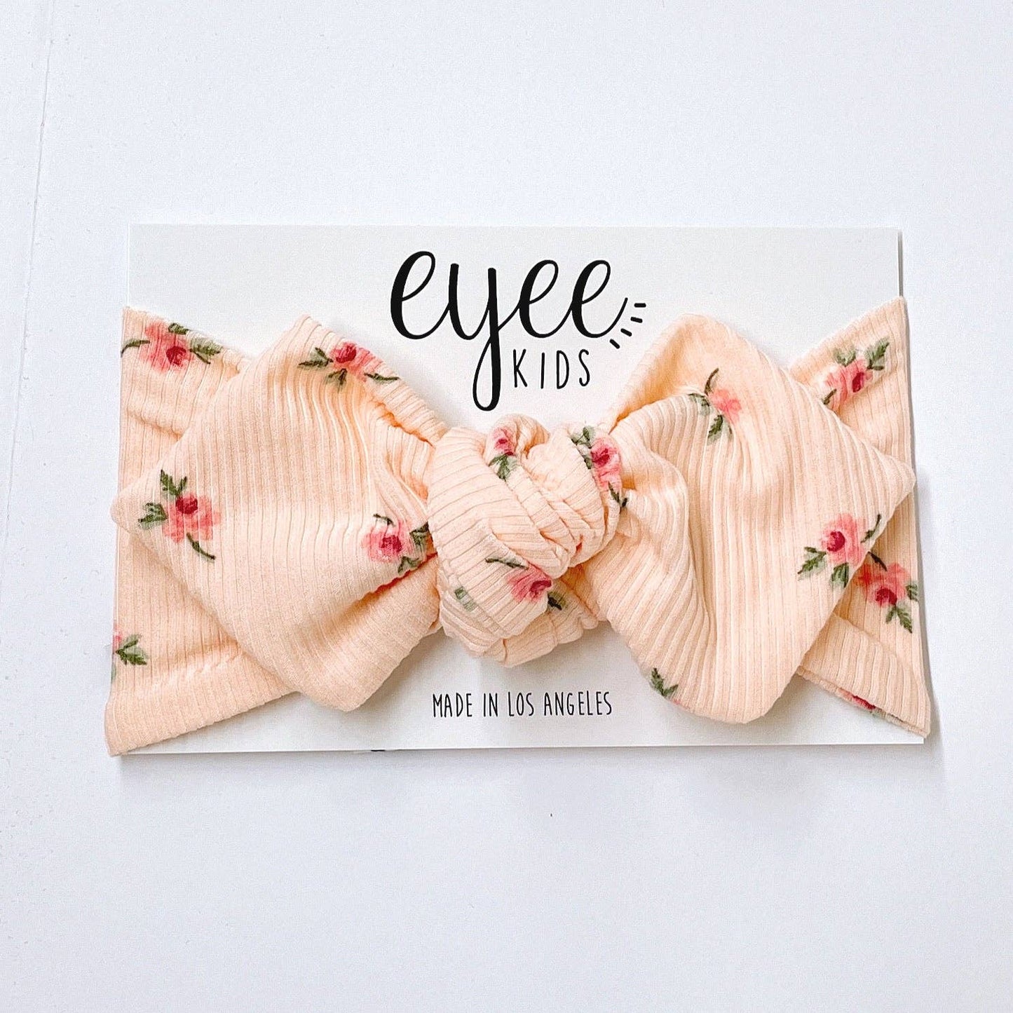 Top Knot Headband - Peach Florals (Ribbed Knit)
