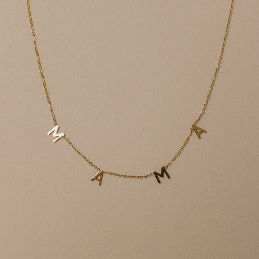 14k Mama Letter Necklace Gold