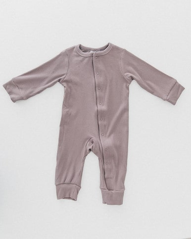 Dusty Plum Ribbed Footless One-piece
