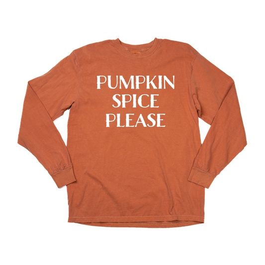 Pumpkin Spice Please  (White) - Tee (Vintage Rust, Long Sleeve)